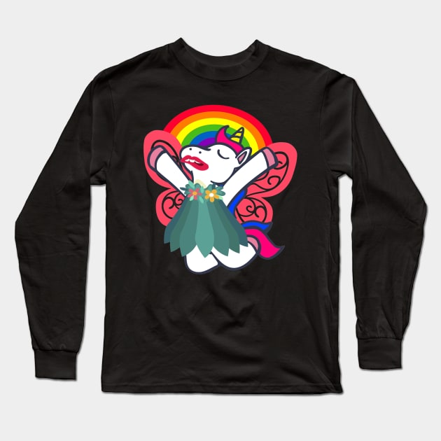 Unicorn Girl Rainbow Colourful Successful Long Sleeve T-Shirt by KK-Royal